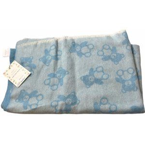 Soft Blue Blanket Newborn Baby Shower Gift Bear New NWT Copertina Cotton